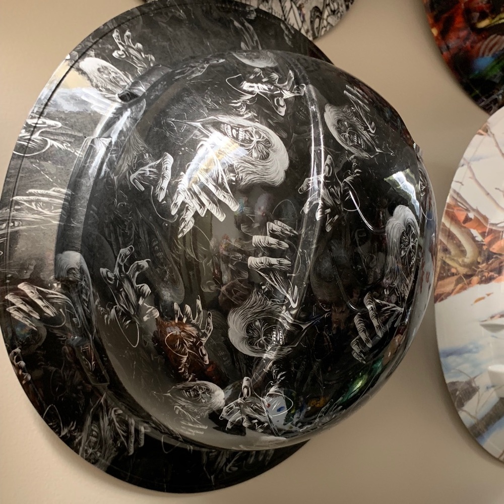 One of a kind HYDROGRAPHIC Reaper hard hat